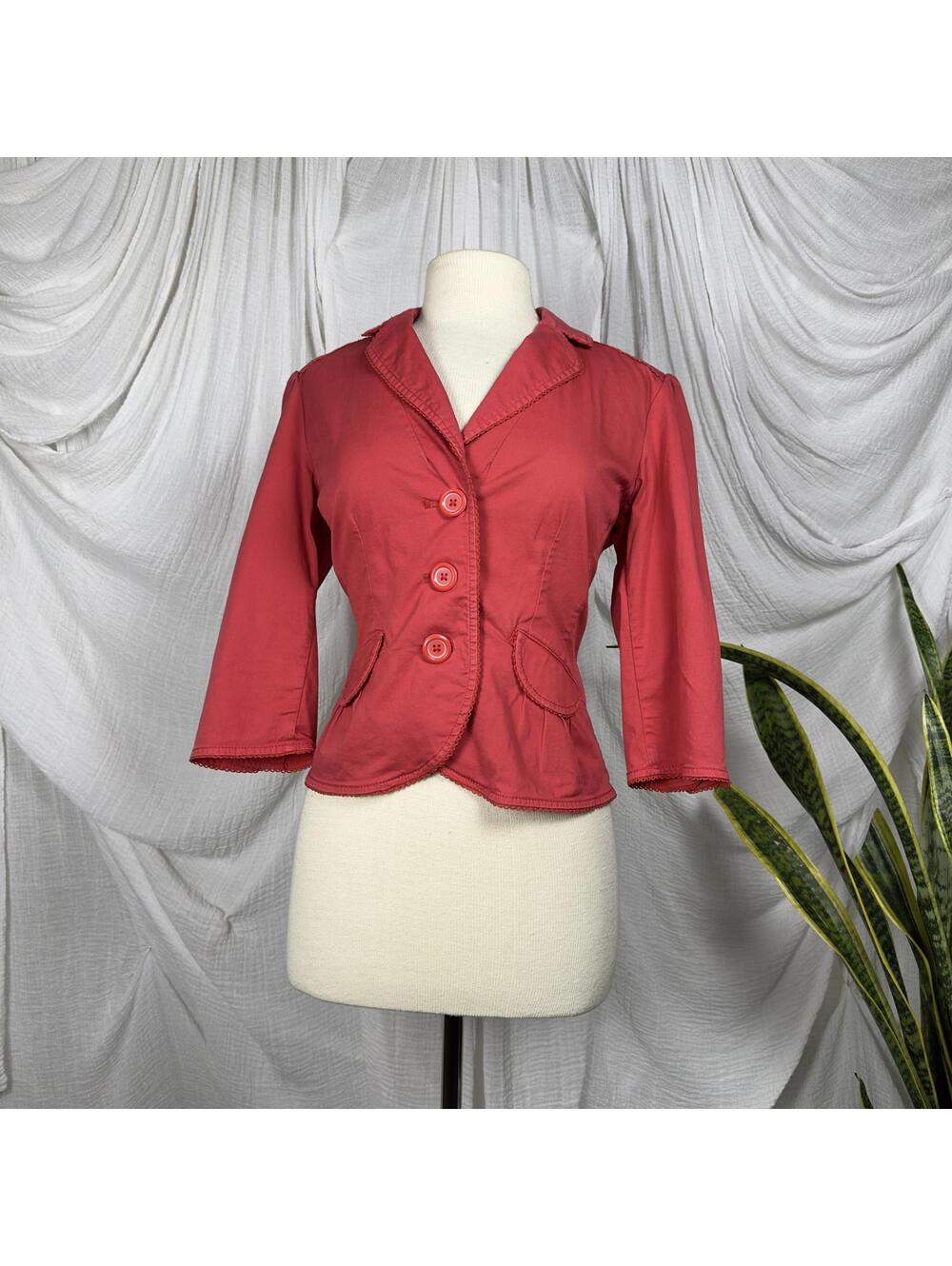 Preppy Vintage Style Sonoma Red Cotton Blazer Jacket Medium